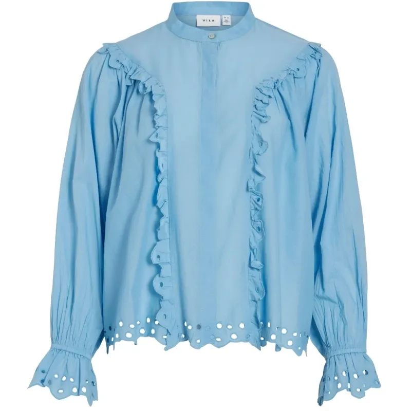 VILA dame skjorte VIANGLASSI - Blissful Blue