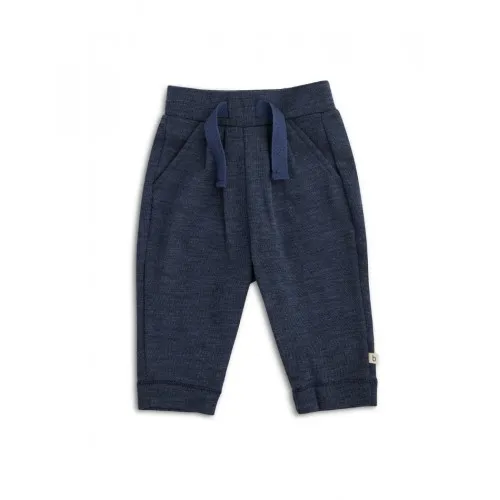 Bukser Med Snor I Taljen I 100% Merino Uld Til Baby Navy Melange 62