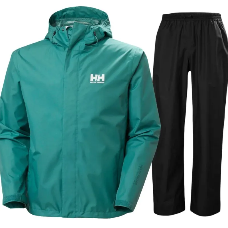 Helly Hansen HH Rain/Seven J regnsæt, herre, grøn/sort