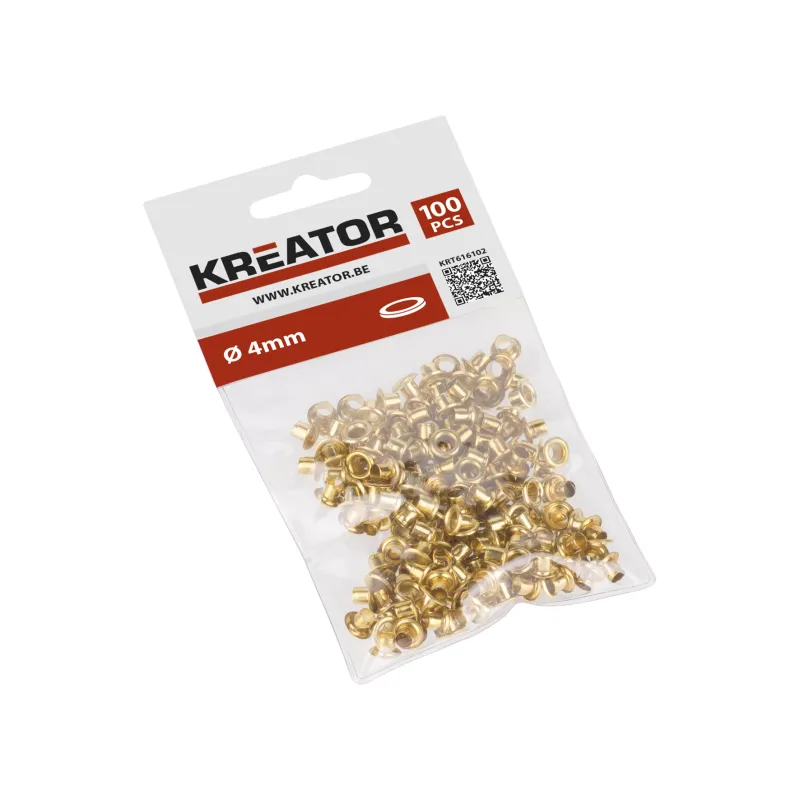 Kreator øskner/øjer messing 4 mm 100 s