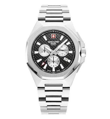 Swiss Alpine Military Typhoon chronograph Steel Black Herreur