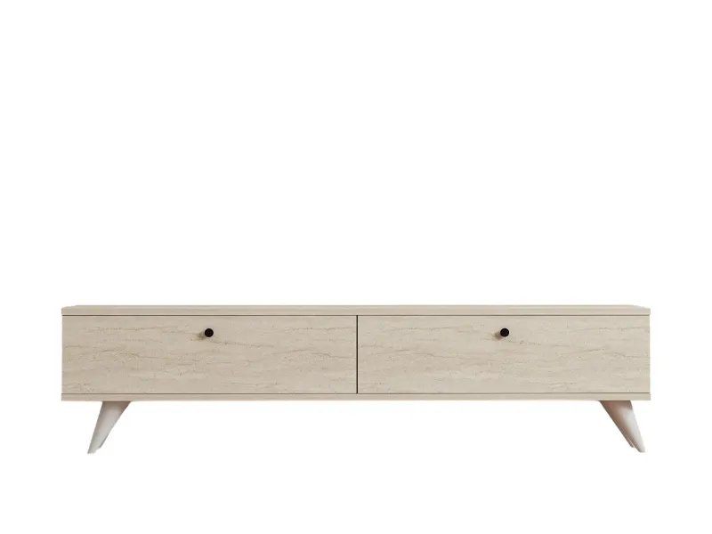 NORDVÄRK Paris TV-bord, m. 2 låger - travertin melamin og plastik (160x25)