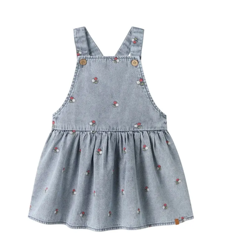 Lil Atelier Funda - Denim Emb Skirtall - Medium Blue Denim/EMB - 92 cm
