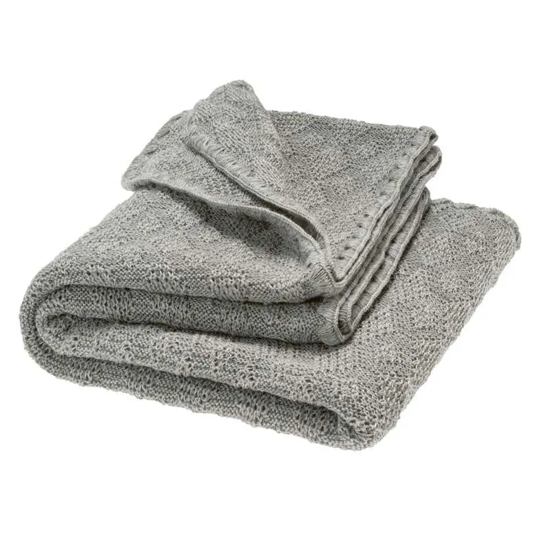 Disana Strikket Babytæppe - Merinould - 80x100 cm. - Grey