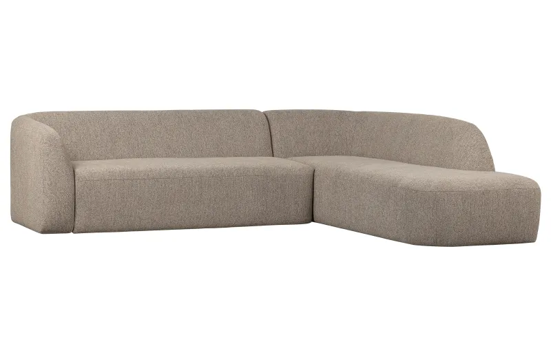 WOOOD Sloping hjørnesofa, højre - natur melange chenille polyester