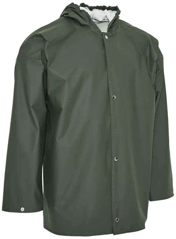 Regnjakke m/trykknaplukke 079800 oliven Str. 5XL