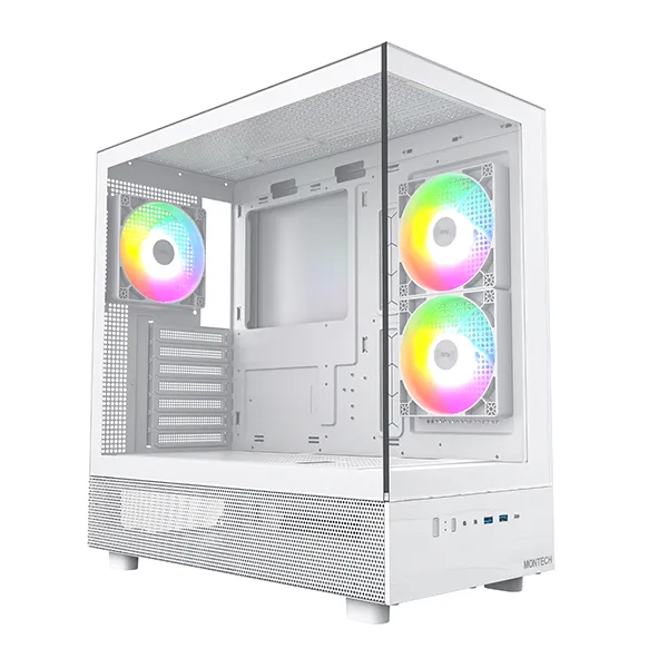 Montech XR TG Hvid - 3x 120 ARGB PWM Fans Kabinet - GEEKD.dk