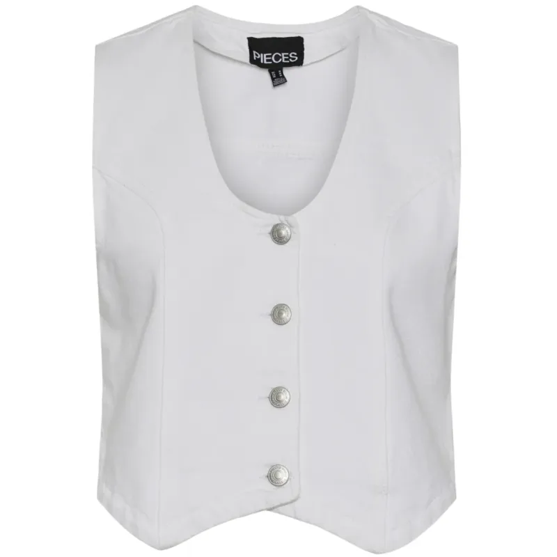 PIECES dame vest PCANNICA - Bright White