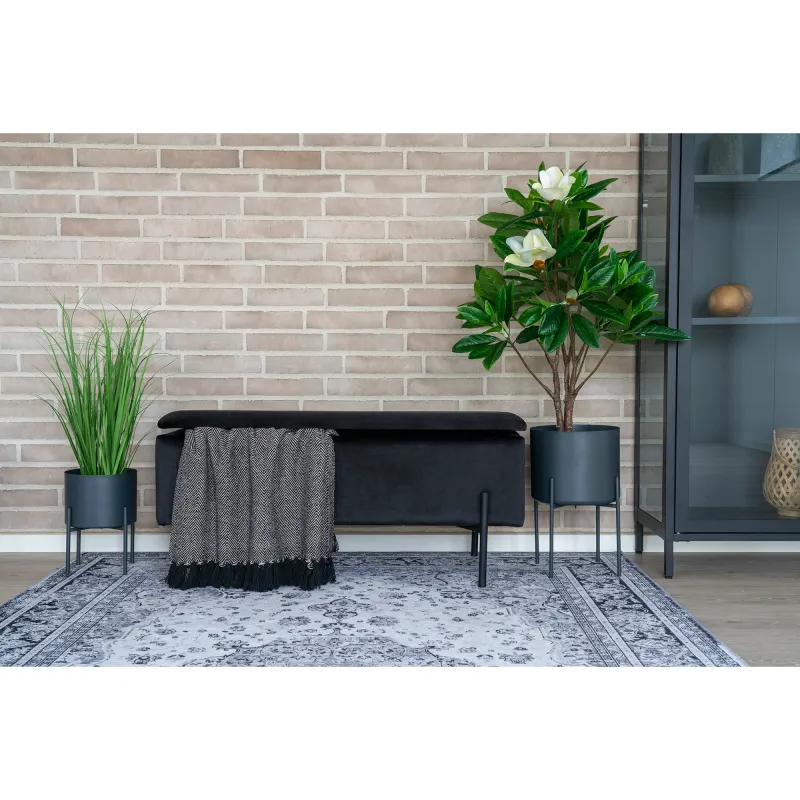 House Nordic - Watford Bænk - Sort velour. 36,5x95x43cm