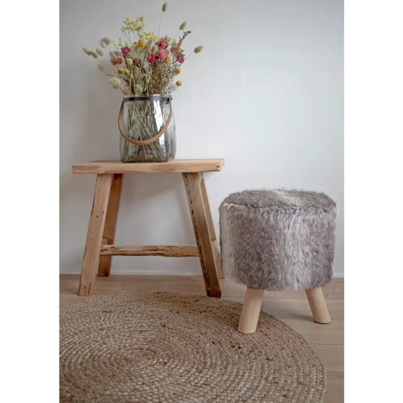 Barcelona - Bænk i genbrugs teaktræ, 50x25xh45 cm