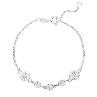 Lund Marguerit Sølv armbånd med 5 Margueritter - 16 og 19 cm