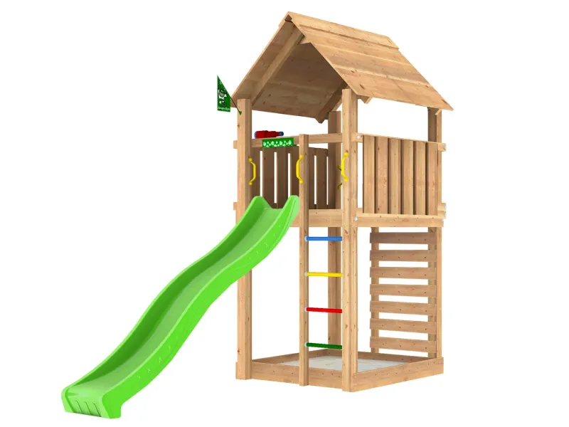 Jungle Gym - Legetårn Jungle Gym Cabin 2.1 m/grøn rutschebane