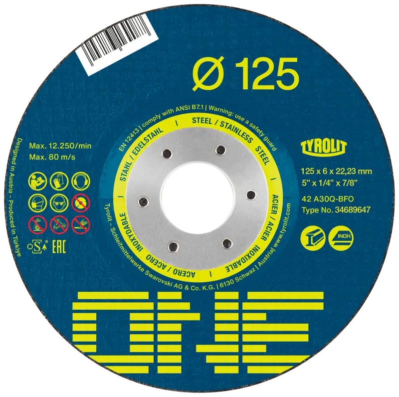 Tyrolit One skrubskive form 27 ø125×6 A30Q-BFO