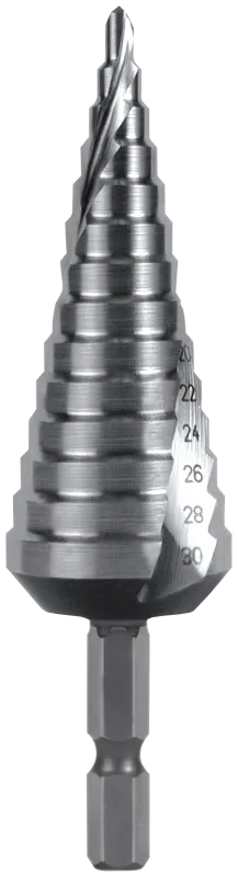 Trappebor HSS 1/4" 6kt. bit-skaft 2H 4,0-30,0mm