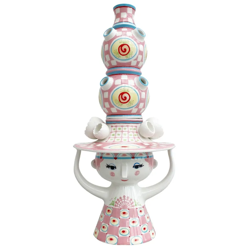 Bjørn wiinblad Lady with hat vase 50 cm, rosa