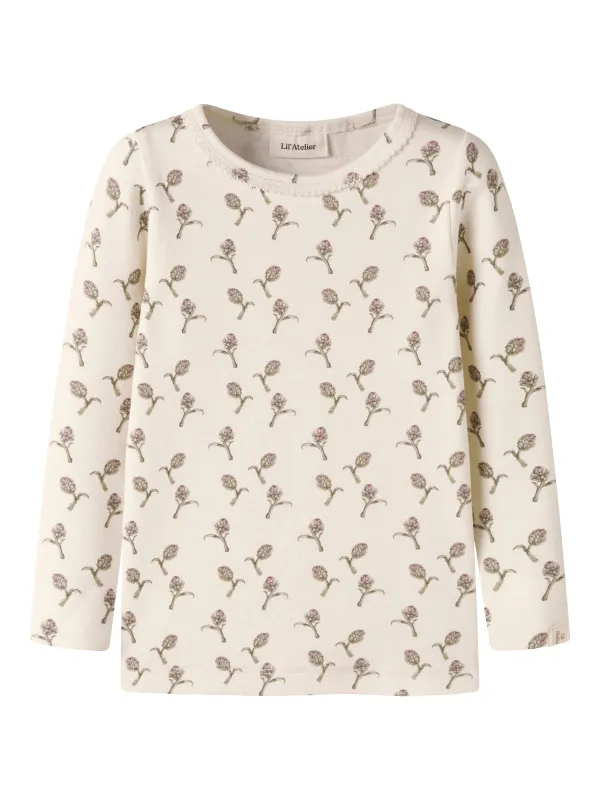Lil Atelier Gayo - Sig LS Slim Top - Turtledove / Artichoke - 92 cm