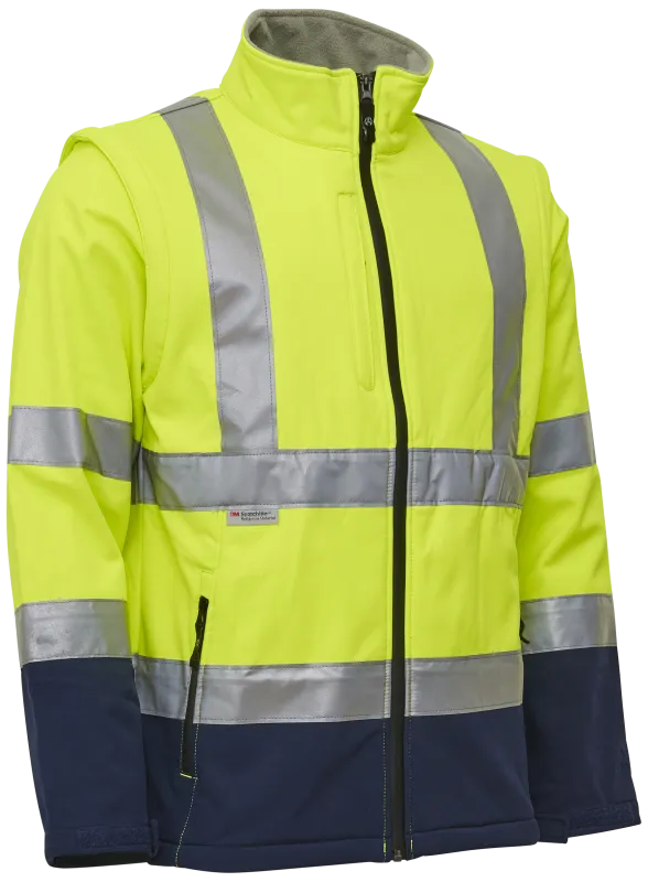 Hi-vis softs.jakke aft. ærmer 086500R gul/navy Str. S