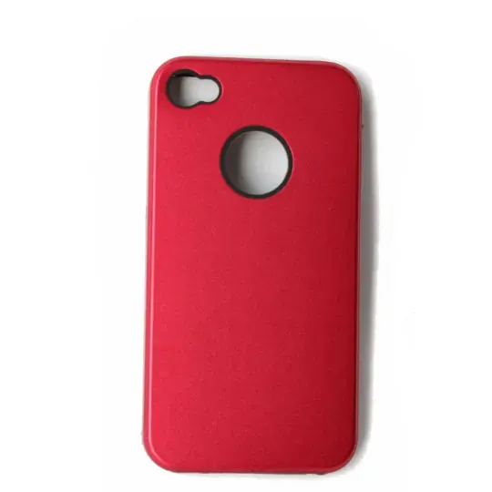 iPhone 4 alu cover m silikone indmad. Rød.