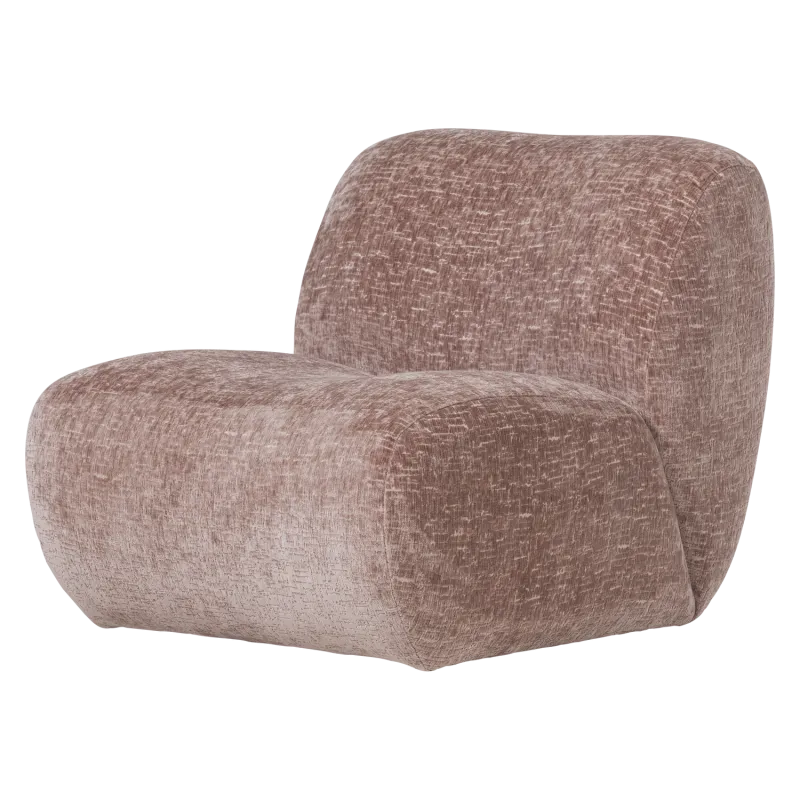 WOOOD Nomu lænestol - lyserød revnet velour polyester stof