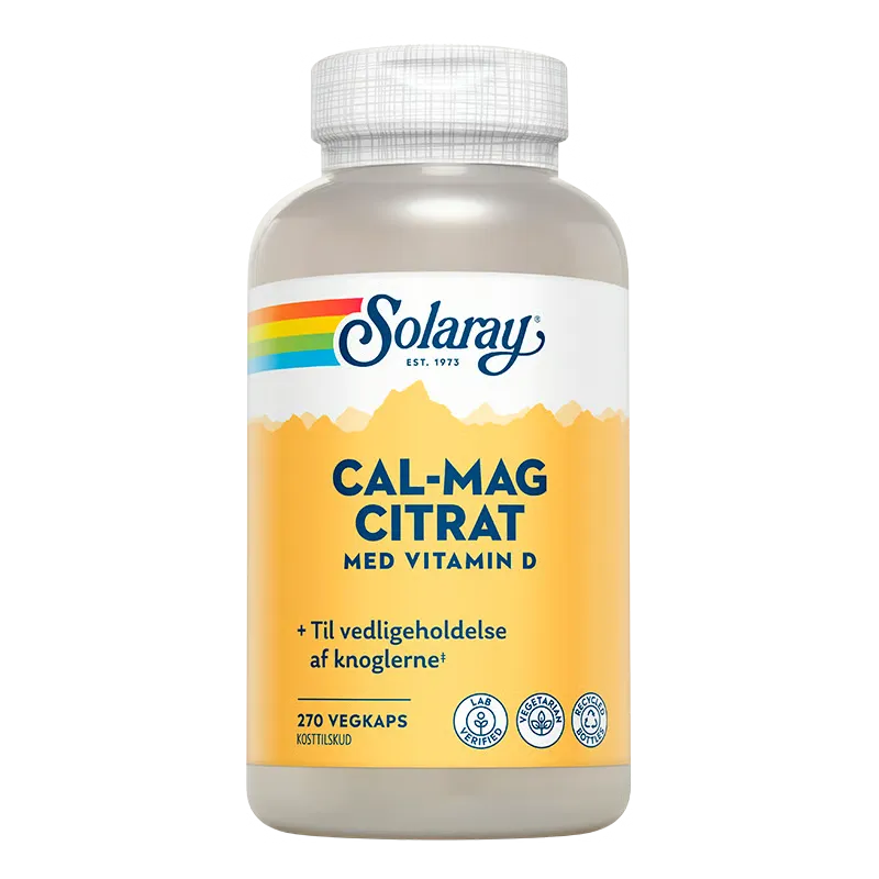 Solaray Cal-Mag Citrat med D-Vitamin (270 kapsler)