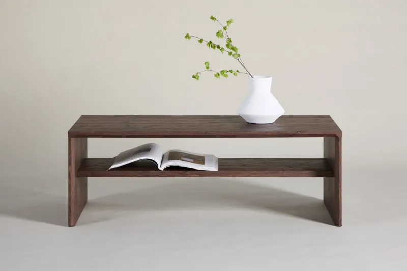 Venture Home - Telemarket  -  sofabord med hylde  -  mocca MDF med struktur  -  110×50×38 cm