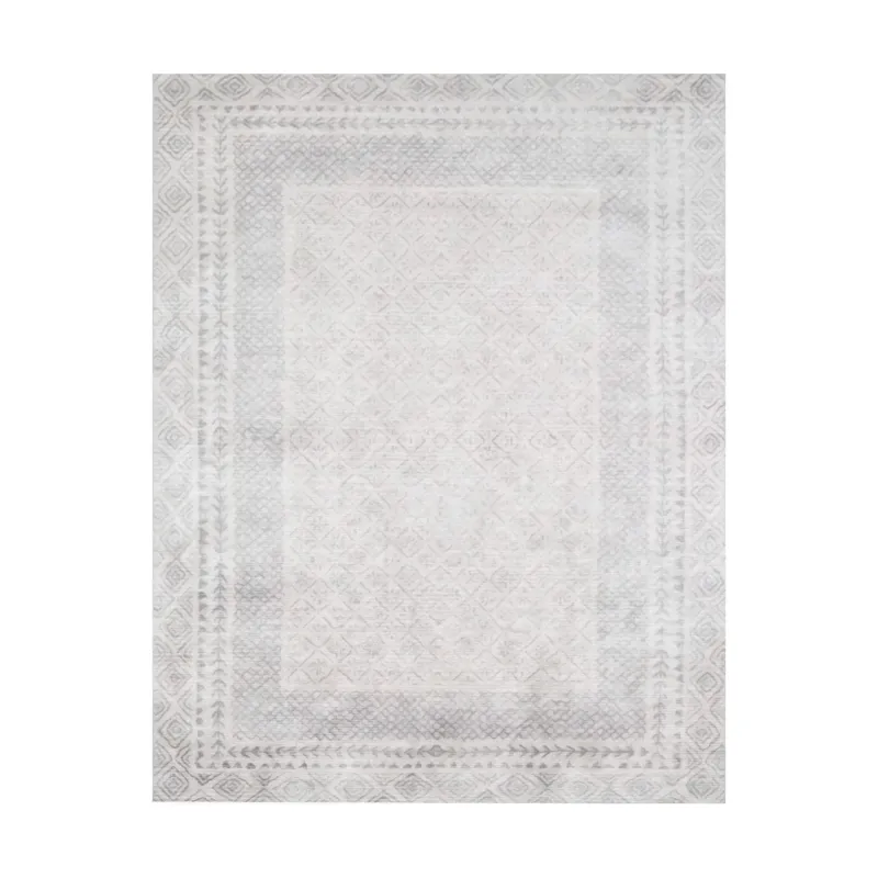 TEPPI WOOBTNY0248 gulvtæppe m. mønster, rektangulær - grå/multifarvet bomuld/chenille (120x180)