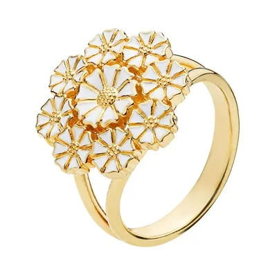 Lund Marguerit Ring i forgyldt Sølv med 9 Margueritter