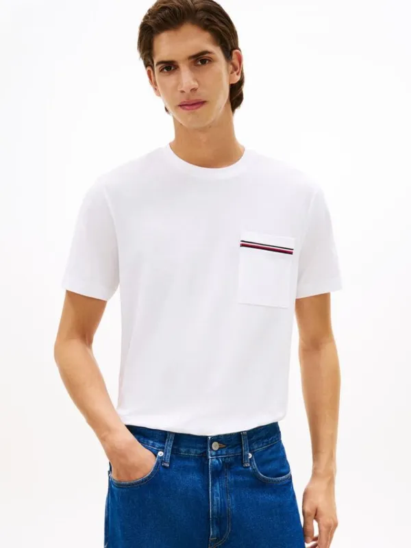GLOBAL STRIPE PIQUE POCKET TEE
