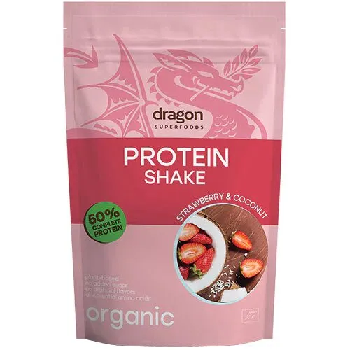 Protein Shake Jordbær & Kokos Øko. - 450 gram