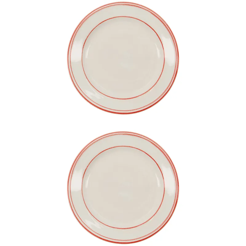 Nicolas Vahé Bistro frokosttallerken Ø21 cm, hvid/rød, 2 stk.
