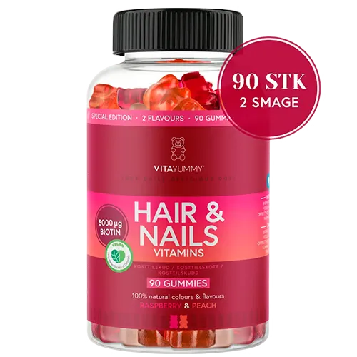 VitaYummy Hair & Nails Mixed - Raspberry & Peach (90 stk)