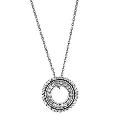 Collier i Sølv med åben Ring og Zirkonia - 42 og 45 cm
