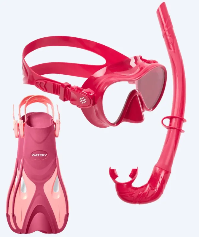 Watery snorkelsæt til børn - Fisher/Cliff - Pink/rød - Snorkelsæt til børn (4-16 år)