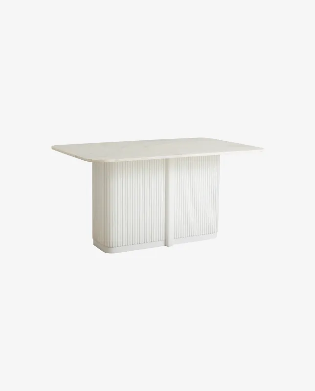 Nordal - ERISO spisebord med naturfarvet marmorbordplade  -  elfenben  -  L150 × B95 × H76,5 cm