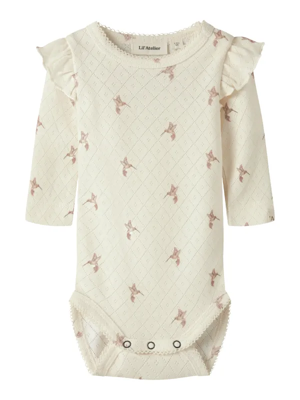 Lil Atelier Rachello - Tyl LS Slim Body - Turtledove / Bird - 56 cm