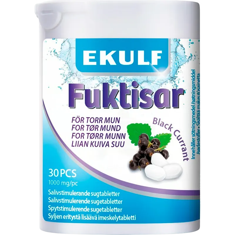 Ekulf Fuktisar Black Currant Sugetabletter (30 stk)