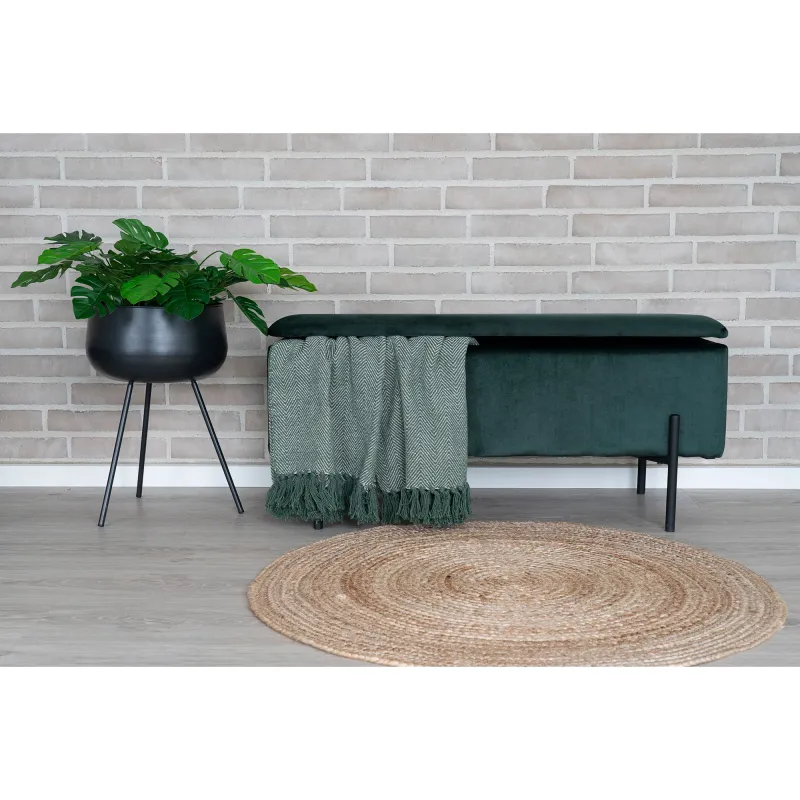 Hous Nordic - Watford Bænk - Grøn velour, 36,5x95x46cm