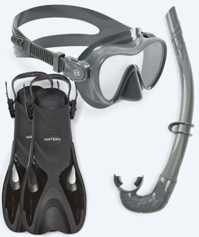 Watery snorkelsæt til børn - Fisher/Cliff - Grå - Snorkelsæt til børn (4-16 år)