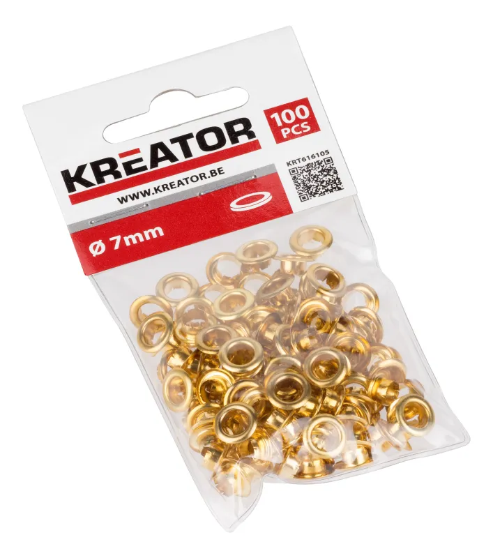 Kreator øskner/øjer messing 7 mm 100 stk