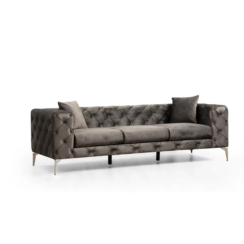 NORDVÄRK Como 3 pers. sofa - antracitgrå polyester stof og forkromet metal