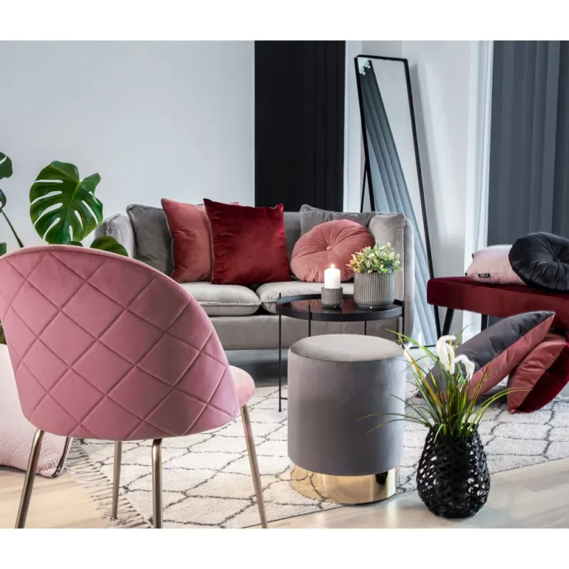 House Nordic - Geneve Spisebordsstol - 2 stk. i rosa velour, messing