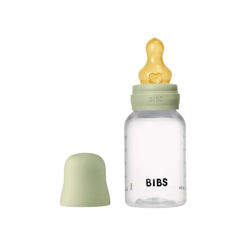 BIBS Bottle - Sutteflaskesæt - Plastik - Naturgummi/Slow Flow/Rund - 150ml - Sage
