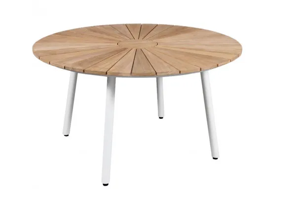DaneLine Eva Teak Havebord - Ø130 cm - Hvid