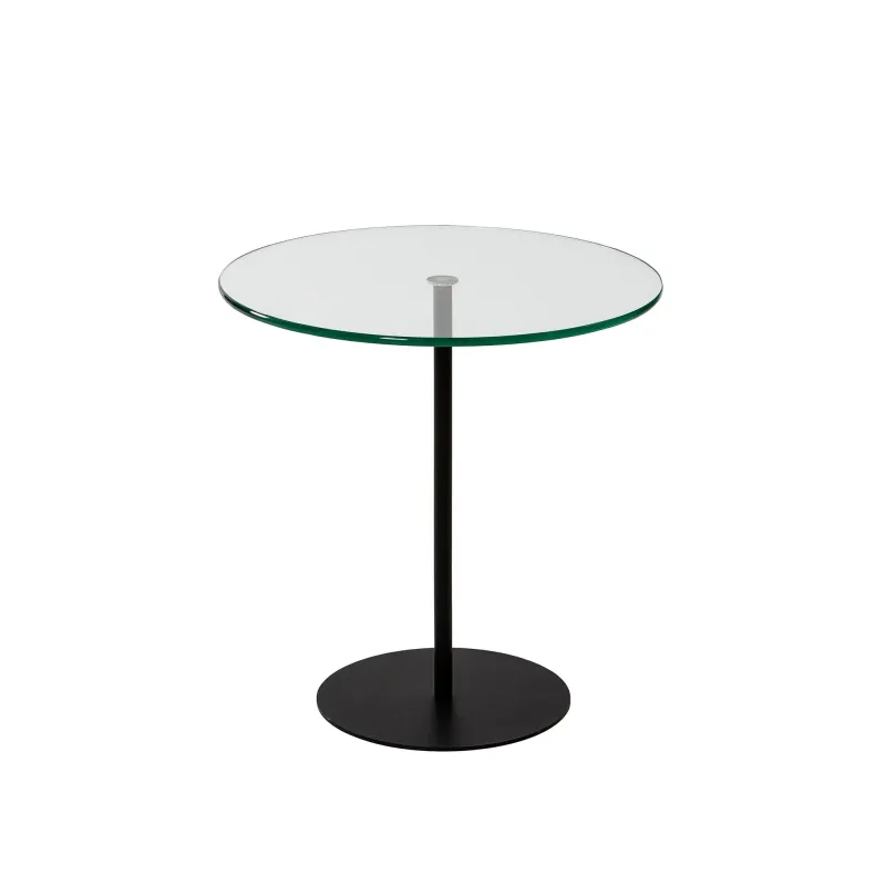 NORDVÄRK Chill sidebord, rund - glas og sort metal (Ø50)