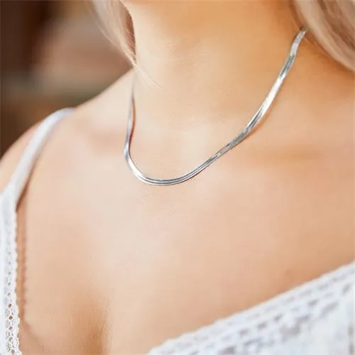 Flad Slange Collier - 42 og 47 cm