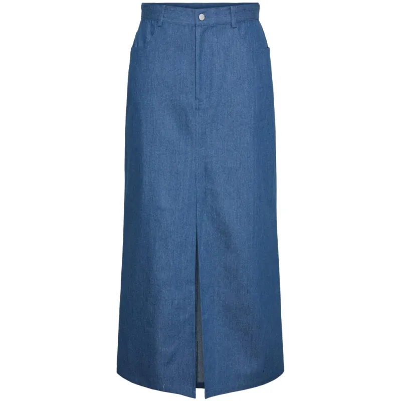 PIECES dame nederdel PCASTA - Medium blue denim