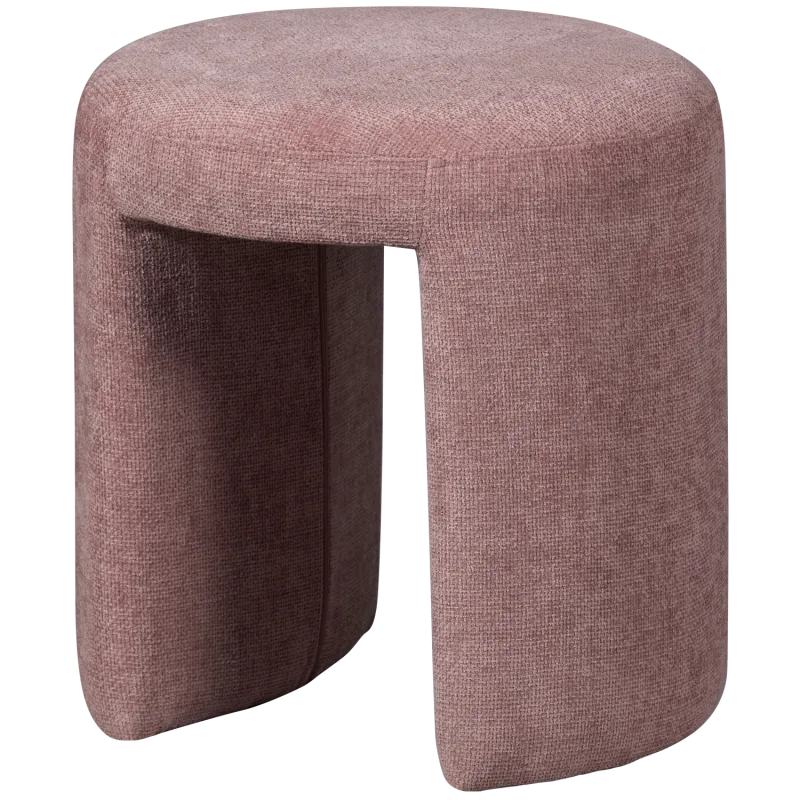 WOOOD Charlie skammel, rund - blush chenille stof (Ø45)