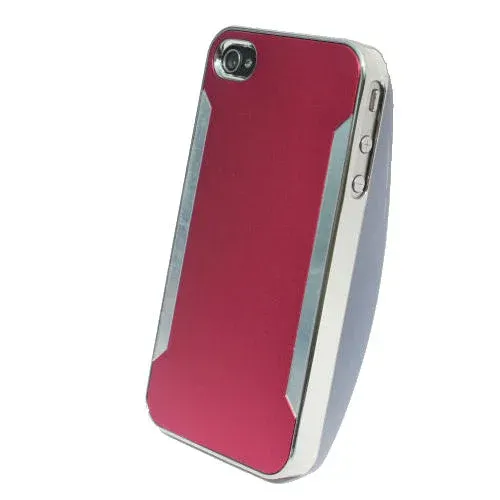 Plastik cover til iPhone 4 / 4S i metal-look. Rød.