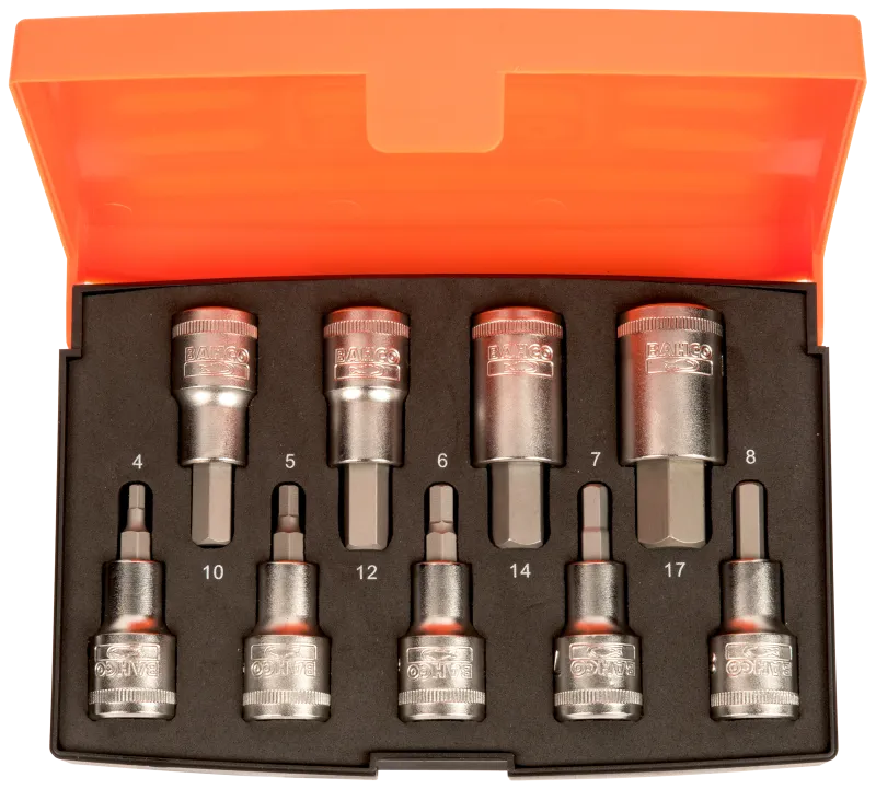 Inhex-topsæt 1/2" 4kt, 9 korte toppe 4-17mm