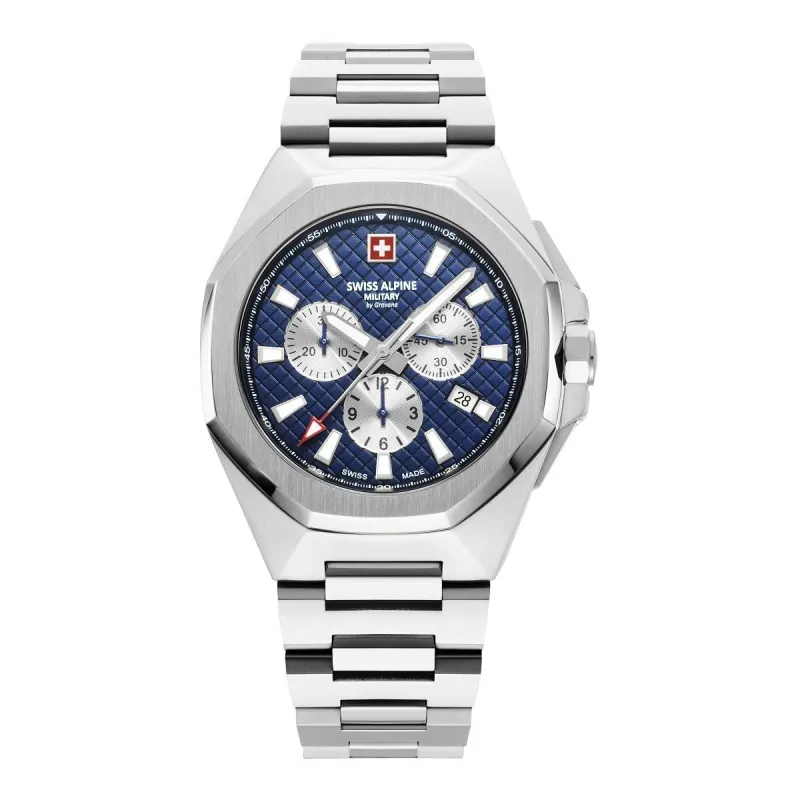Swiss Alpine Military Typhoon chronograph Steel Blue Herreur